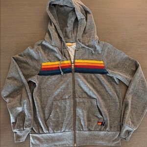 Aviator nation a long sleeve hooded zip up sweatshirt